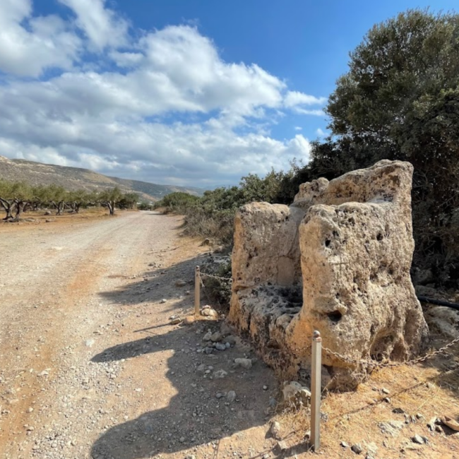 Stone throne of Poseidon or a speaker on the road to Ancient Falassarna