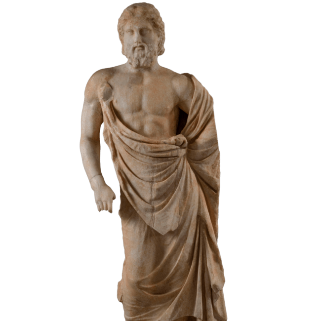 Asclepius sculpture displayed in the Archeological museum of Chania