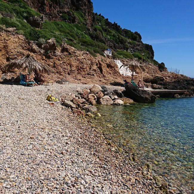 Afrata Beach: A pebbled shore