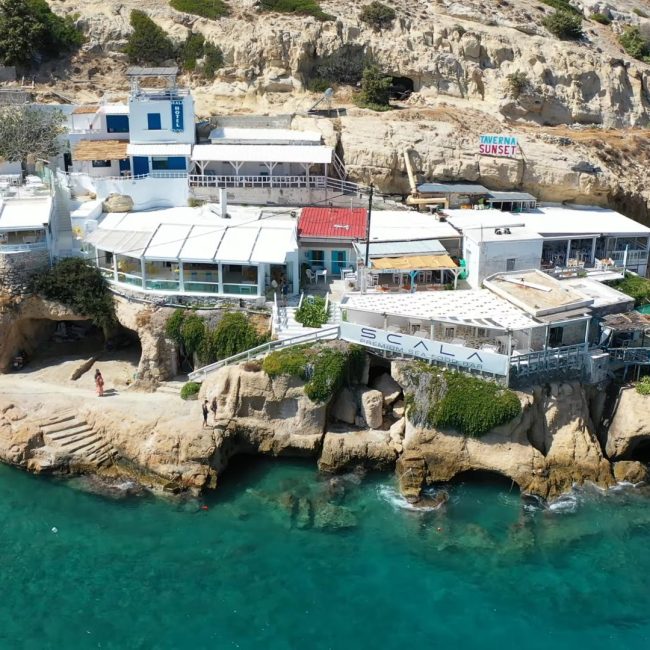 Scala seafood restaurant at Matala Beach