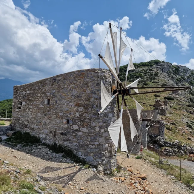 Lassithi Plateau: The preserved windmills at Seli Ambelou Pass, the northern entrance to the Lasithi plateau, belongs to the category of "Unicorn"