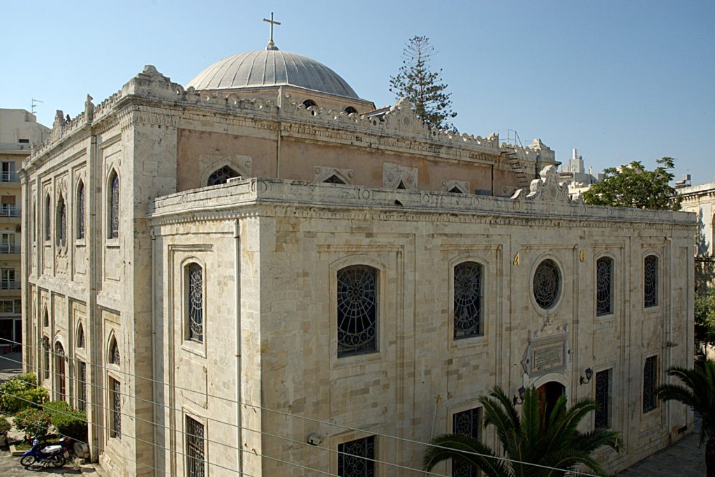 "Saint Titus Church as it seen from a different angle, showing the carved details on the stone"