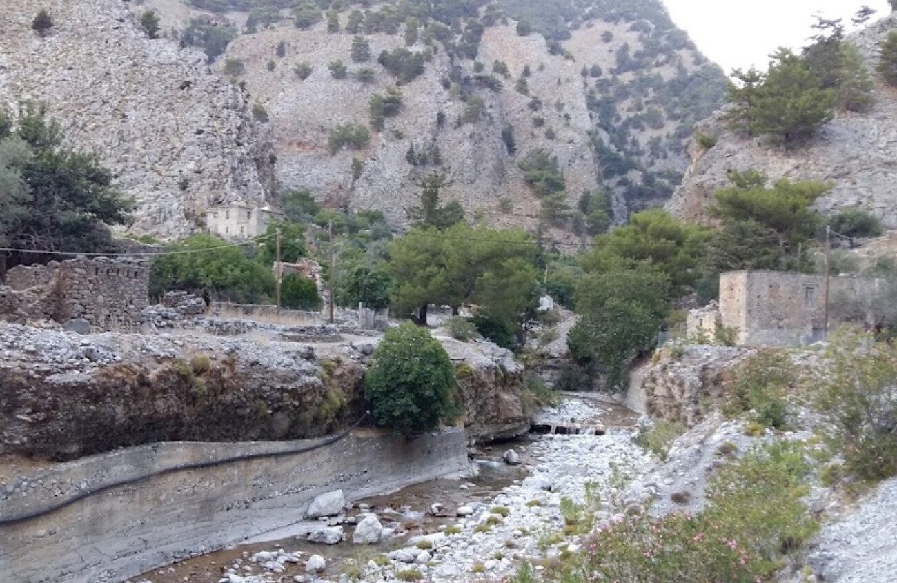 The old village of Agia Roumeli, that was devastated by the flood of Samaria river