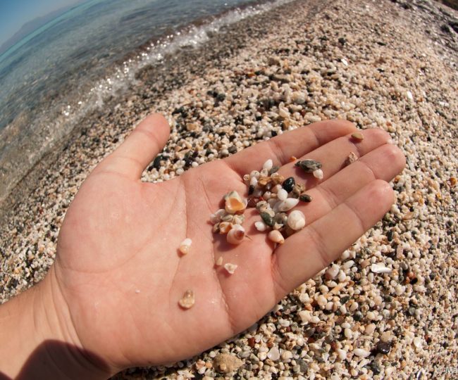 Chrissi island: Crushed shell beaches