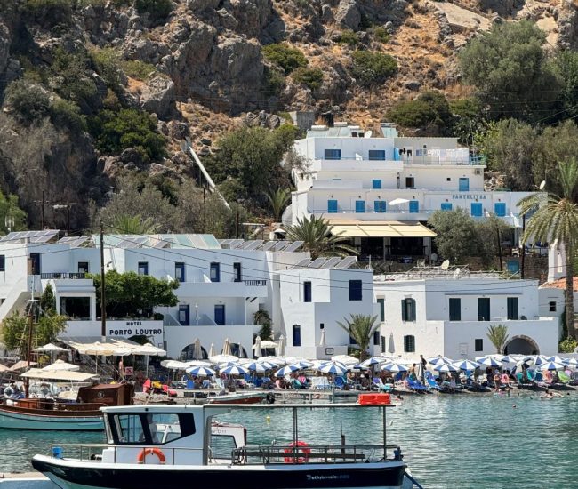 Loutro: Arriving at Loutro by boat